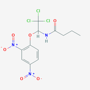 molecular formula C12H12Cl3N3O6 B11995209 N-[2,2,2-trichloro-1-(2,4-dinitrophenoxy)ethyl]butanamide 