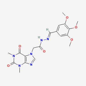 molecular formula C19H22N6O6 B11995246 2-(1,3-dimethyl-2,6-dioxo-1,2,3,6-tetrahydro-7H-purin-7-yl)-N'-[(E)-(3,4,5-trimethoxyphenyl)methylidene]acetohydrazide 