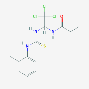 molecular formula C13H16Cl3N3OS B11995306 N-(2,2,2-Trichloro-1-((2-toluidinocarbothioyl)amino)ethyl)propanamide 