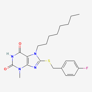 8-[(4-Fluorophenyl)methylsulfanyl]-3-methyl-7-octylpurine-2,6-dione