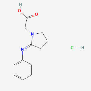 molecular formula C12H15ClN2O2 B11995400 2-(Phenylimino)-1-pyrrolidineacetic acid monohydrochloride CAS No. 91417-86-6