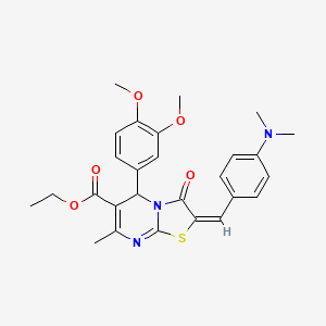 Ethyl (2E)-5-(3,4-dimethoxyphenyl)-2-[4-(dimethylamino)benzylidene]-7-methyl-3-oxo-2,3-dihydro-5H-[1,3]thiazolo[3,2-A]pyrimidine-6-carboxylate