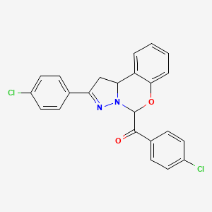 molecular formula C23H16Cl2N2O2 B11995432 (4-Chlorophenyl)[2-(4-chlorophenyl)-1,10b-dihydropyrazolo[1,5-c][1,3]benzoxazin-5-yl]methanone 