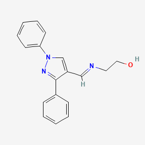 molecular formula C18H17N3O B11995464 2-((1,3-Diphenyl-1H-pyrazol-4-ylmethylene)-amino)-ethanol 