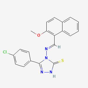 molecular formula C20H15ClN4OS B11995483 5-(4-chlorophenyl)-4-{[(E)-(2-methoxynaphthalen-1-yl)methylidene]amino}-4H-1,2,4-triazole-3-thiol 