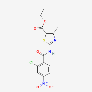 molecular formula C14H12ClN3O5S B11995493 Ethyl 2-((2-chloro-4-nitrobenzoyl)amino)-4-methyl-1,3-thiazole-5-carboxylate 