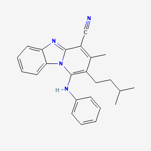 molecular formula C24H24N4 B11995552 3-Methyl-2-(3-methylbutyl)-1-(phenylamino)pyrido[1,2-a]benzimidazole-4-carbonitrile 