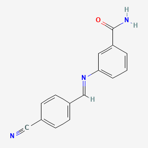 molecular formula C15H11N3O B11995603 3-{[(E)-(4-cyanophenyl)methylidene]amino}benzamide 