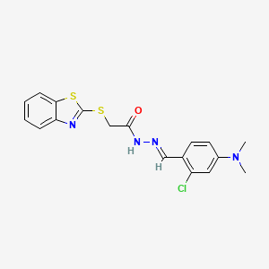 molecular formula C18H17ClN4OS2 B11995642 2-(1,3-benzothiazol-2-ylsulfanyl)-N'-{(E)-[2-chloro-4-(dimethylamino)phenyl]methylidene}acetohydrazide 