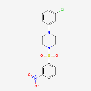 molecular formula C16H16ClN3O4S B11995646 1-(3-Chlorophenyl)-4-((3-nitrophenyl)sulfonyl)piperazine 