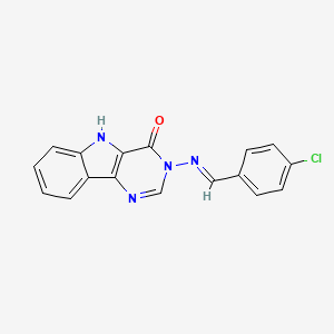 3-{[(E)-(4-chlorophenyl)methylidene]amino}-3,5-dihydro-4H-pyrimido[5,4-b]indol-4-one