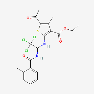 Ethyl 5-acetyl-4-methyl-2-({2,2,2-trichloro-1-[(2-methylbenzoyl)amino]ethyl}amino)-3-thiophenecarboxylate