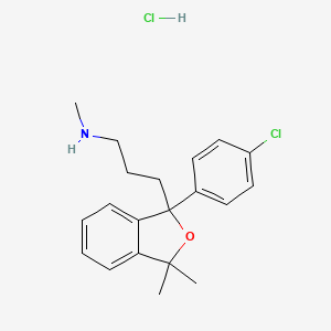 molecular formula C20H25Cl2NO B11995806 1-Phthalanpropylamine, 1-(p-chlorophenyl)-, N,3,3-trimethyl-, hydrochloride CAS No. 10565-58-9