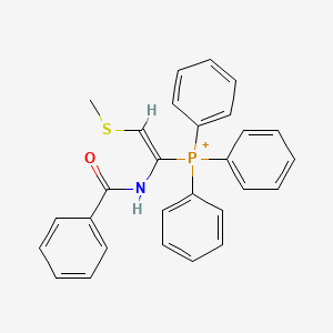 molecular formula C28H25NOPS+ B11995857 {(E)-2-(methylsulfanyl)-1-[(phenylcarbonyl)amino]ethenyl}(triphenyl)phosphonium 