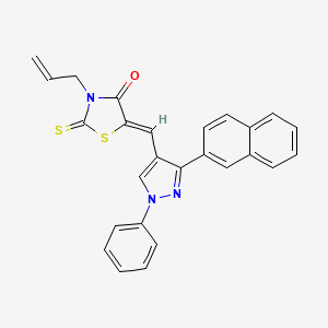 molecular formula C26H19N3OS2 B11995986 (5Z)-3-allyl-5-{[3-(2-naphthyl)-1-phenyl-1H-pyrazol-4-yl]methylene}-2-thioxo-1,3-thiazolidin-4-one 