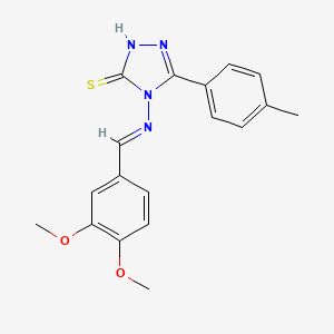 molecular formula C18H18N4O2S B11996192 4-{[(E)-(3,4-dimethoxyphenyl)methylidene]amino}-5-(4-methylphenyl)-4H-1,2,4-triazole-3-thiol 