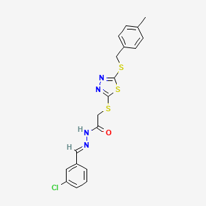 N'-[(E)-(3-chlorophenyl)methylidene]-2-({5-[(4-methylbenzyl)sulfanyl]-1,3,4-thiadiazol-2-yl}sulfanyl)acetohydrazide