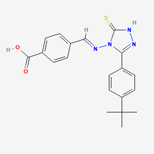 molecular formula C20H20N4O2S B11996334 4-[(E)-{[3-(4-tert-butylphenyl)-5-sulfanyl-4H-1,2,4-triazol-4-yl]imino}methyl]benzoic acid 