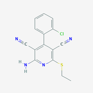 molecular formula C15H11ClN4S B1199638 2-氨基-4-(2-氯苯基)-6-(乙硫基)吡啶-3,5-二腈 