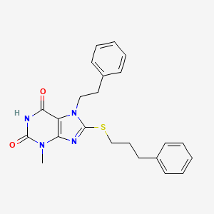 3-methyl-7-(2-phenylethyl)-8-[(3-phenylpropyl)sulfanyl]-3,7-dihydro-1H-purine-2,6-dione