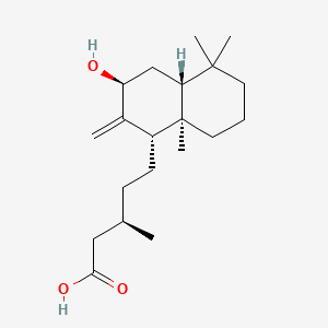 molecular formula C20H34O3 B1199651 1-Naphthalenepentanoic acid, decahydro-3-hydroxy-beta,5,5,8a-tetramethyl-2-methylene-, (betaR,1S,3S,4aR,8aR)- CAS No. 70574-04-8