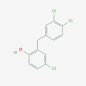 molecular formula C13H9Cl3O B11996540 4-Chloro-2-(3,4-dichlorobenzyl)phenol 