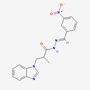 molecular formula C18H17N5O3 B11996565 3-(1H-benzimidazol-1-yl)-2-methyl-N'-[(E)-(3-nitrophenyl)methylidene]propanehydrazide 