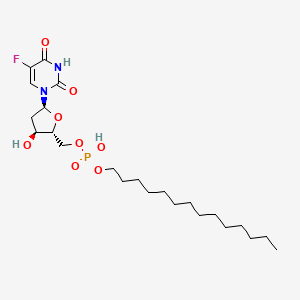 molecular formula C23H40FN2O8P B1199660 [(2R,3S,5S)-5-(5-fluoro-2,4-dioxopyrimidin-1-yl)-3-hydroxyoxolan-2-yl]methyl tetradecyl hydrogen phosphate CAS No. 86976-77-4