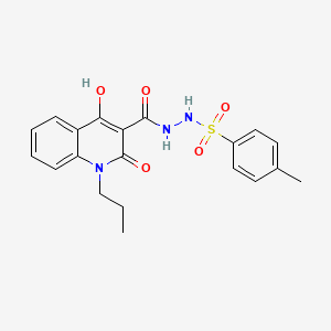 molecular formula C20H21N3O5S B11996672 4-hydroxy-N'-[(4-methylphenyl)sulfonyl]-2-oxo-1-propyl-1,2-dihydroquinoline-3-carbohydrazide 