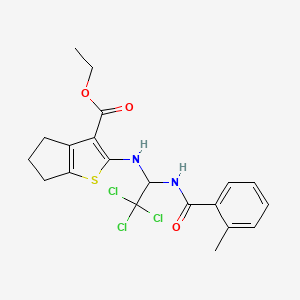 Ethyl 2-({2,2,2-trichloro-1-[(2-methylbenzoyl)amino]ethyl}amino)-5,6-dihydro-4H-cyclopenta[B]thiophene-3-carboxylate