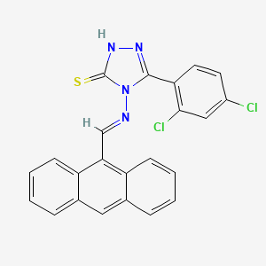 molecular formula C23H14Cl2N4S B11996809 4-{[(E)-anthracen-9-ylmethylidene]amino}-5-(2,4-dichlorophenyl)-2,4-dihydro-3H-1,2,4-triazole-3-thione 