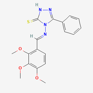 molecular formula C18H18N4O3S B11996816 5-phenyl-4-{[(E)-(2,3,4-trimethoxyphenyl)methylidene]amino}-4H-1,2,4-triazole-3-thiol 