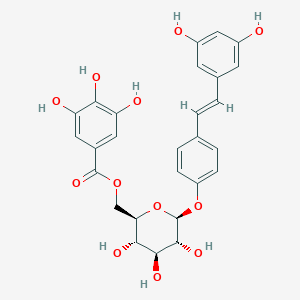 molecular formula C27H26O12 B119969 [(2R,3S,4S,5R,6S)-6-[4-[(E)-2-(3,5-二羟基苯基)乙烯基]苯氧基]-3,4,5-三羟基氧杂环-2-基]甲基 3,4,5-三羟基苯甲酸酯 CAS No. 64898-03-9