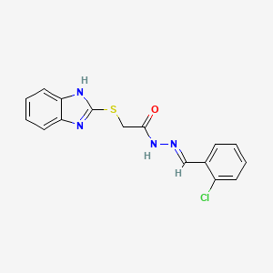 molecular formula C16H13ClN4OS B11997011 2-(1H-benzimidazol-2-ylsulfanyl)-N'-[(E)-(2-chlorophenyl)methylidene]acetohydrazide 