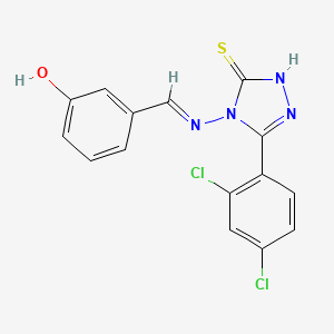 3-((E)-{[3-(2,4-dichlorophenyl)-5-mercapto-4H-1,2,4-triazol-4-yl]imino}methyl)phenol