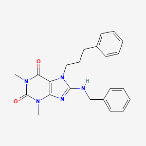 molecular formula C23H25N5O2 B11997197 8-Benzylamino-1,3-dimethyl-7-(3-phenyl-propyl)-3,7-dihydro-purine-2,6-dione 