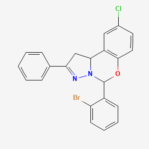 molecular formula C22H16BrClN2O B11997231 5-(2-Bromophenyl)-9-chloro-2-phenyl-1,10b-dihydropyrazolo[1,5-c][1,3]benzoxazine 