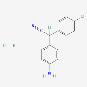 molecular formula C14H12Cl2N2 B11997285 2-(4-Aminophenyl)-2-(4-chlorophenyl)acetonitrile hydrochloride CAS No. 71411-76-2