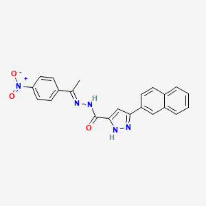 molecular formula C22H17N5O3 B11997501 3-(2-naphthyl)-N'-[(E)-1-(4-nitrophenyl)ethylidene]-1H-pyrazole-5-carbohydrazide 