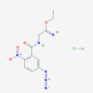 molecular formula C11H13ClN6O4 B1199780 Ethyl N-5-azido-2-nitrobenzoylaminoacetimidate CAS No. 65125-36-2