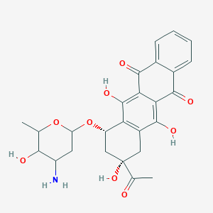 molecular formula C26H27NO9 B1199792 (7S,9S)-9-acetyl-7-[(4-amino-5-hydroxy-6-methyl-2-oxanyl)oxy]-6,9,11-trihydroxy-8,10-dihydro-7H-tetracene-5,12-dione 