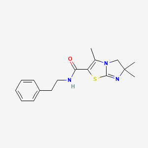 molecular formula C17H21N3OS B1199795 Imidazo[2,1-b]thiazole-2-carboxamide, 5,6-dihydro-3,6,6-trimethyl-N-(2-phenylethyl)- CAS No. 105963-46-0