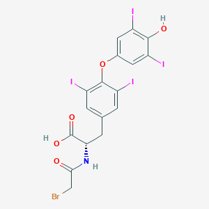 molecular formula C17H12BrI4NO5 B1199801 L-Tyrosine, N-(bromoacetyl)-O-(4-hydroxy-3,5-diiodophenyl)-3,5-diiodo- CAS No. 64379-24-4