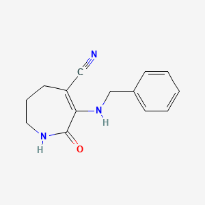 molecular formula C14H15N3O B11998023 3-(benzylamino)-2-oxo-2,5,6,7-tetrahydro-1H-azepine-4-carbonitrile 