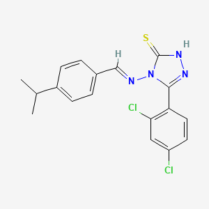 molecular formula C18H16Cl2N4S B11998074 5-(2,4-Dichlorophenyl)-4-{[(E)-(4-isopropylphenyl)methylidene]amino}-4H-1,2,4-triazol-3-YL hydrosulfide 