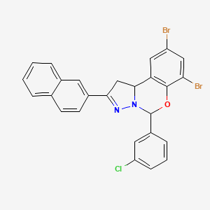 molecular formula C26H17Br2ClN2O B11998091 7,9-Dibromo-5-(3-chlorophenyl)-2-(2-naphthyl)-1,10b-dihydropyrazolo[1,5-c][1,3]benzoxazine CAS No. 763110-03-8