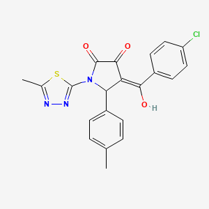 (4E)-4-[(4-chlorophenyl)(hydroxy)methylidene]-5-(4-methylphenyl)-1-(5-methyl-1,3,4-thiadiazol-2-yl)pyrrolidine-2,3-dione