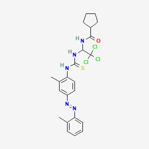 Cyclopentanecarboxylic acid (tri-CL-(3-(ME-O-tolylazo-PH)-thioureido)-ET)-amide