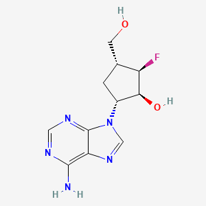 molecular formula C11H14FN5O2 B1199819 (1S,2R,3R,5R)-5-(6-aminopurin-9-yl)-2-fluoro-3-(hydroxymethyl)cyclopentan-1-ol CAS No. 125409-47-4