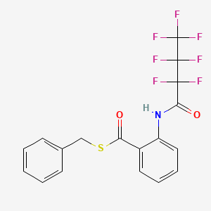 molecular formula C18H12F7NO2S B1199825 Thiobenzyl N-heptafluorobutyrylanthranilate CAS No. 82422-25-1